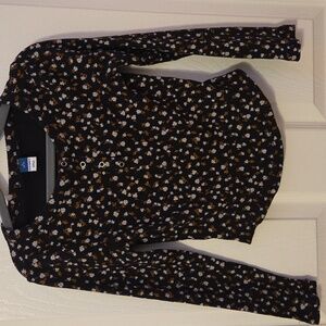 Old Navy Black Floral Button-Up Top